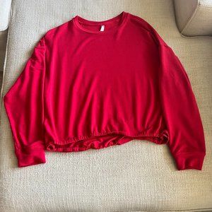Fabletics Cinched Cropped Crewneck Sweatshirt Red, XS